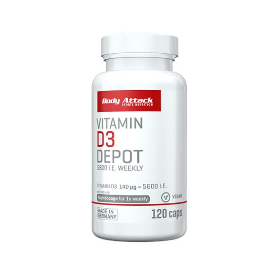 Body Attack Vitamin D3 Depot Weekly, 120 kaps