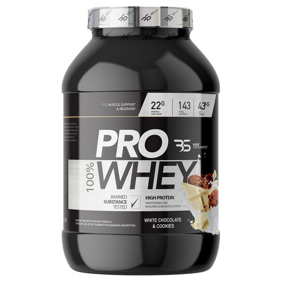 Basic Supplements 100% PRO Whey Protein - 4300 gr bela cokolada